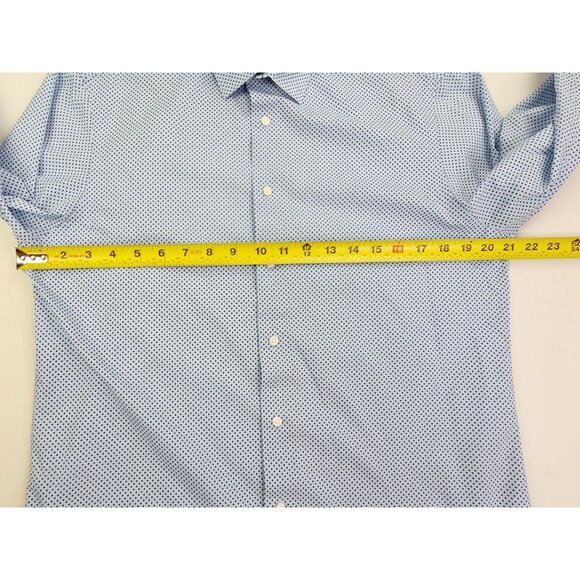Ben Sherman Tailored Slim Fit Stretch Medium 5-15.5 32/33 Blue X Pattern Shirt - Picture 3 of 9